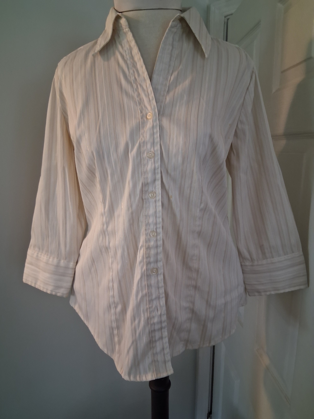 Milano Cream Striped Button-Down Shirt
